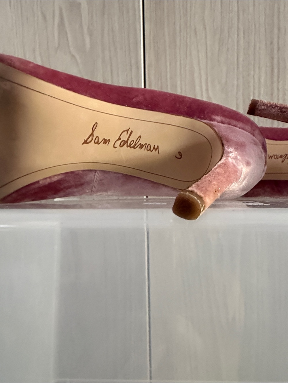 Sam Edelman Pink Velvet Pom Pom Pointed Toe Heels - Picture 7 of 7
